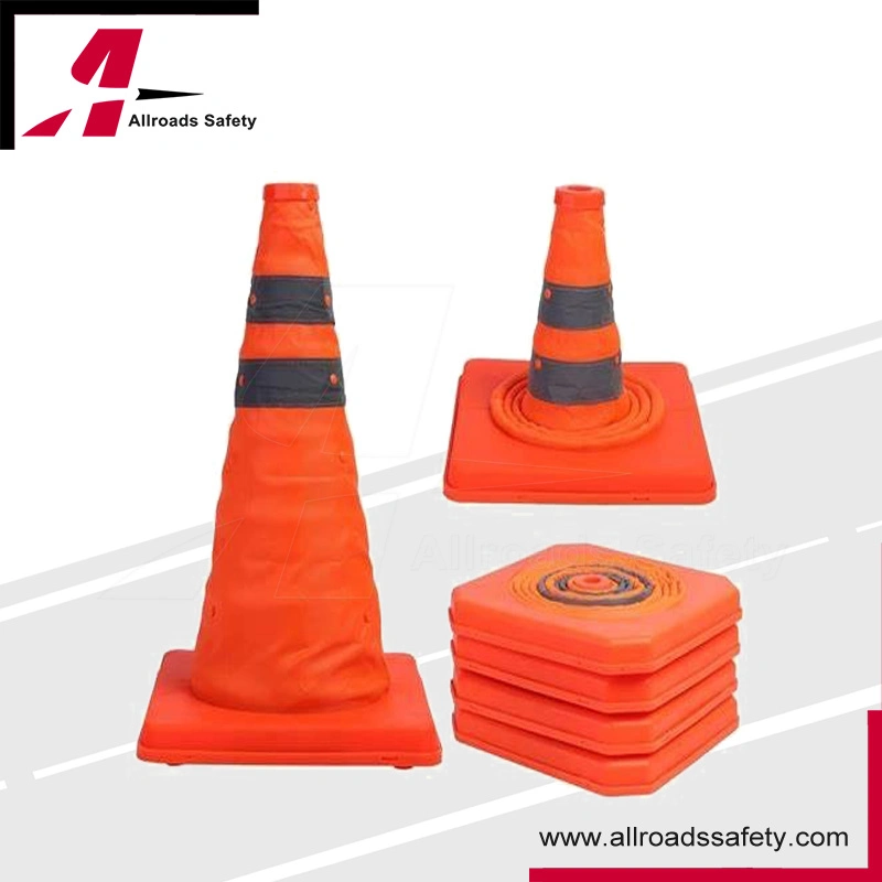 Portable Foldable Reflective Traffic Safety Warning Cone with ABS Base