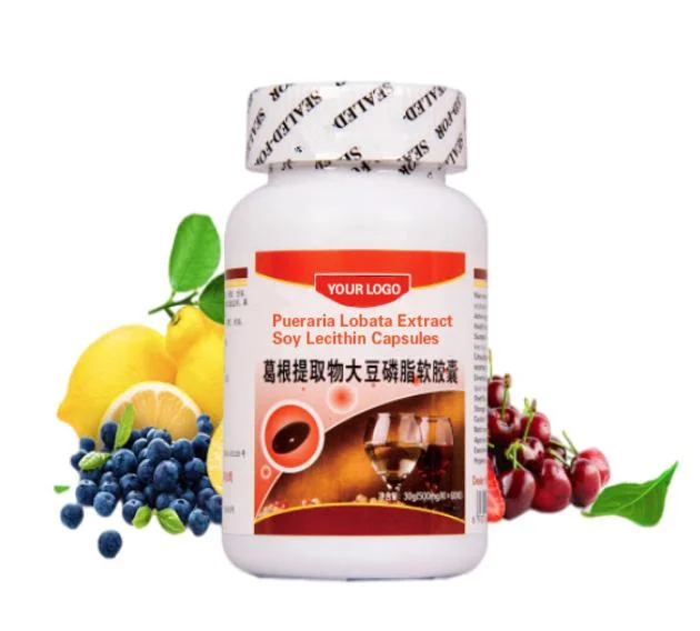 Extracto de Raíz Kudzu de etiqueta privada de lecitina de soja Softgel Fórmula OEM Puerarin para el hígado las cápsulas de salud
