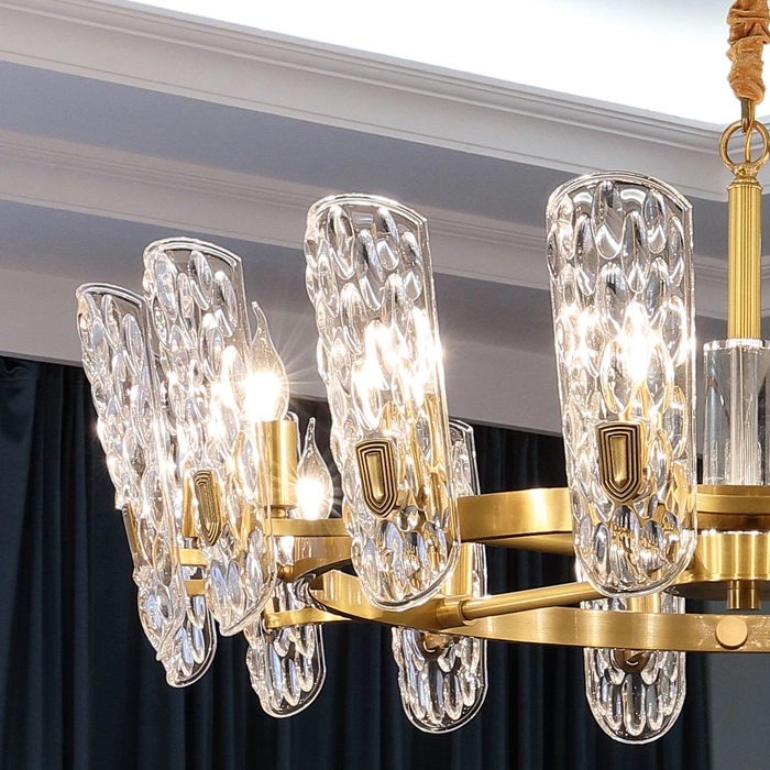 Luxury Pendant Lamp Half Clear Glass Chandelier Fit for Hotel, Lobby