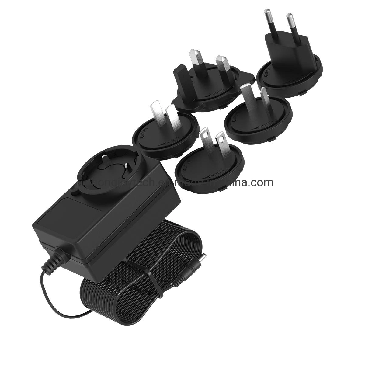 Chargeur universel de batterie Li-ion 4,2V 8,4V 12,6V 16,8V 1A 1,2A 1,5A 1,8A 2,0A avec adaptateurs secteur interchangeables pour le Royaume-Uni, l'Union européenne, les États-Unis et l'Australie.