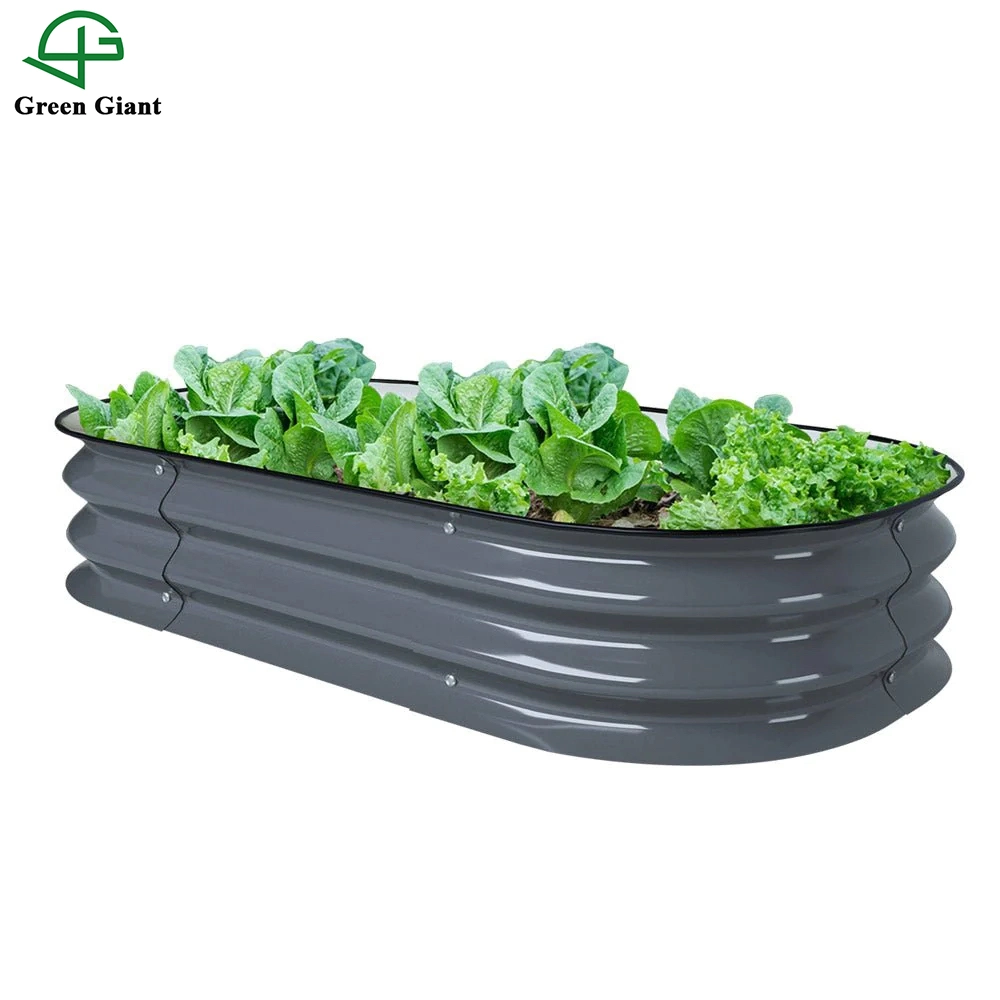 Outdoor Garden Box Galvanized Gardening Planter Box 8'' Tall 2 in 1 Modular Corrugated Metal Raised Garden Bed Kit for The Garden