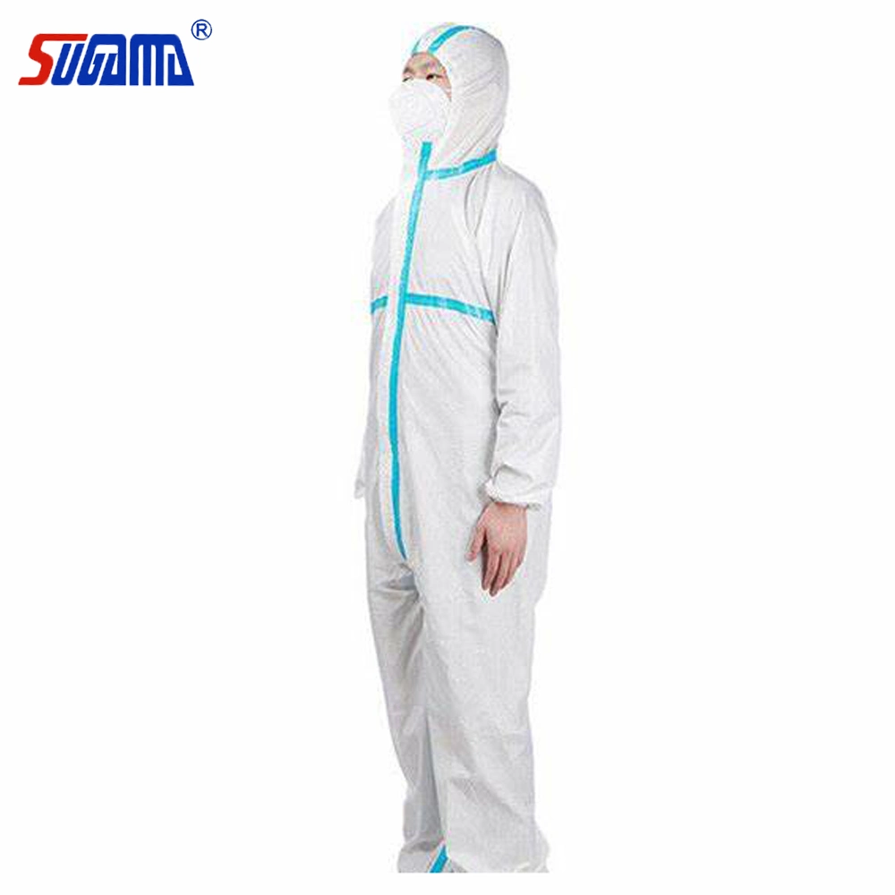 Venta caliente blanco desechable impermeable de aislamiento Personal Mono de protección química