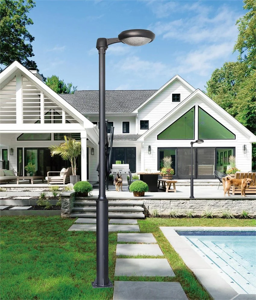 Outdoor Lamp Post Light Pole Solar LED Fixture Garden Street Lighting