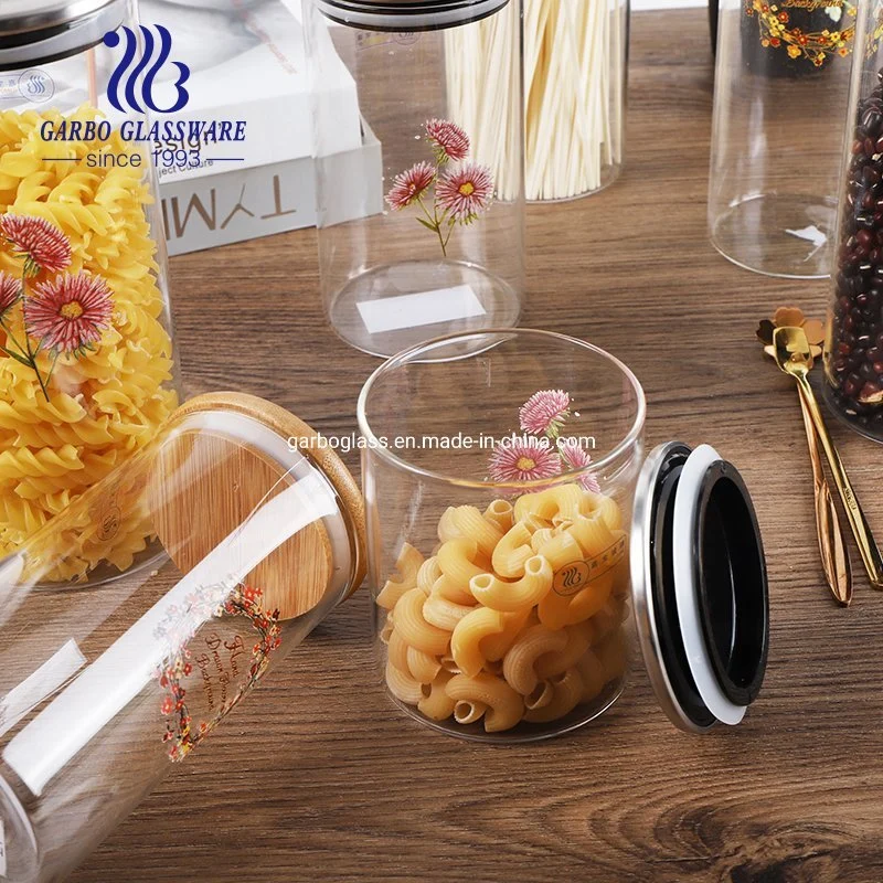 China Glassware Factory 500ml 1L 1200ml 1500ml 2L Transparent Borosilicate Glass Kitchenware Food Storage Jar with Hermetic Seal Lid