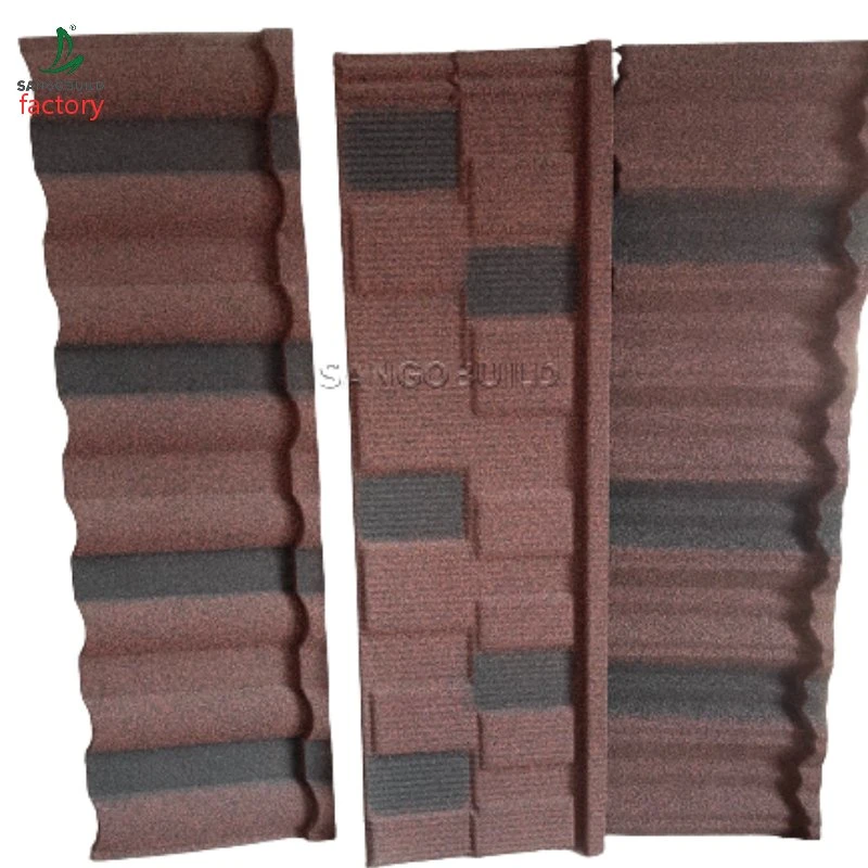 Ethiopia Aluminum Zinc Sand Coated Steel Corrugated Roofing Tile Stone Coated Metal Roof Made in China