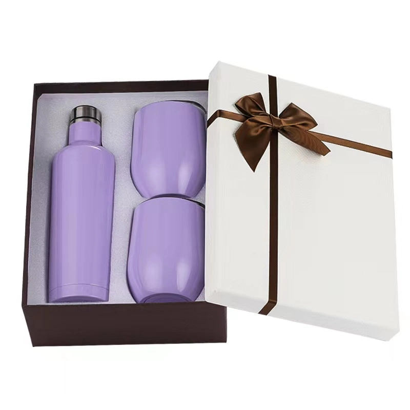 Promotional Holographic Gift 500/ 750ml Stainless Steel Wine Bottle Set with Gift Box