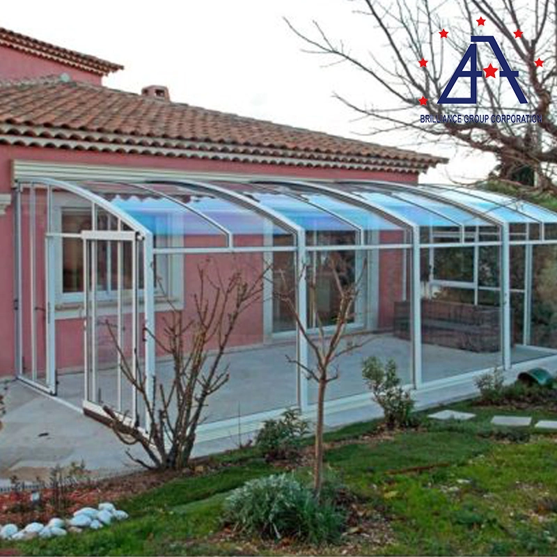 Fixe en aluminium de style véranda jardin d'hiver conservatoire Salle de verre Chambre Serre Système modulaire préfabriquée toit solarium