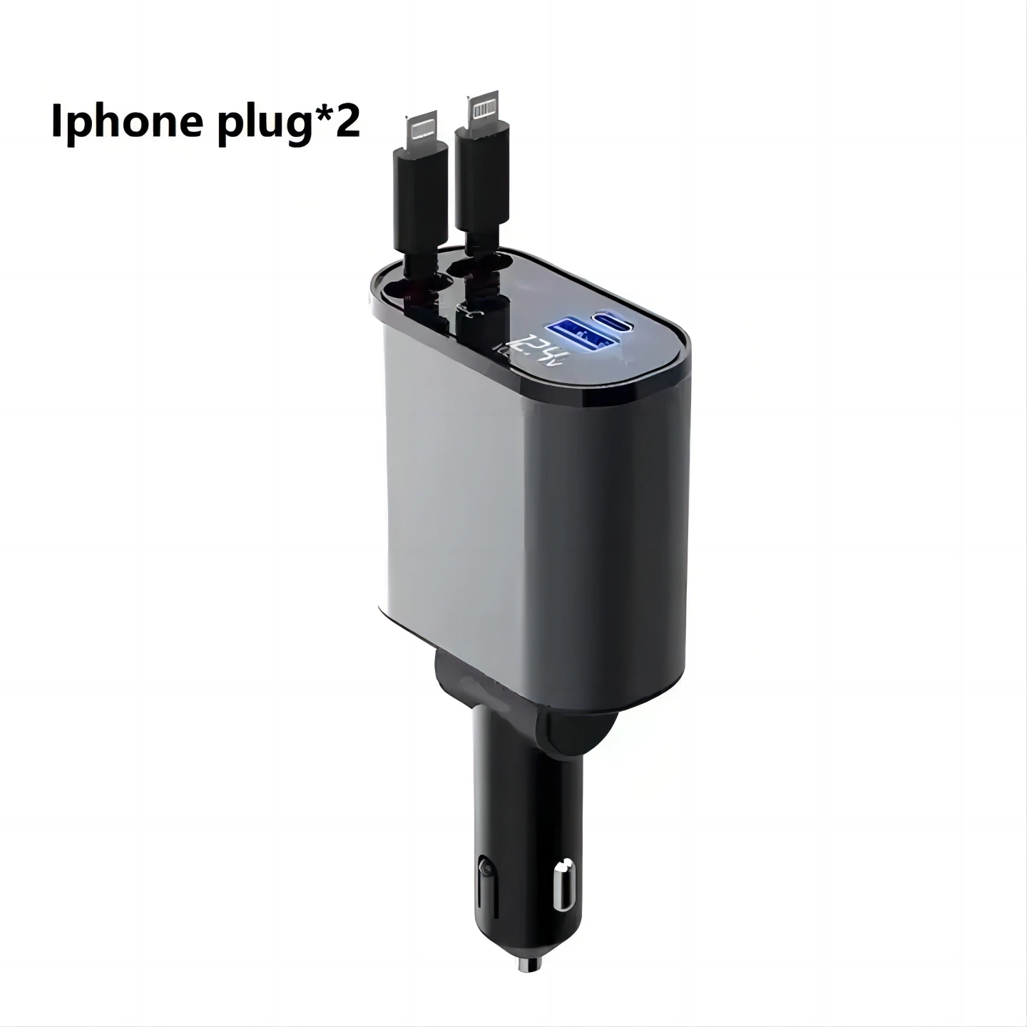 4-in-1 Retractable USB Type-C Cable Fast Charging Cord Cigarette Lighter for iPhone/Xiaomi/Samsung