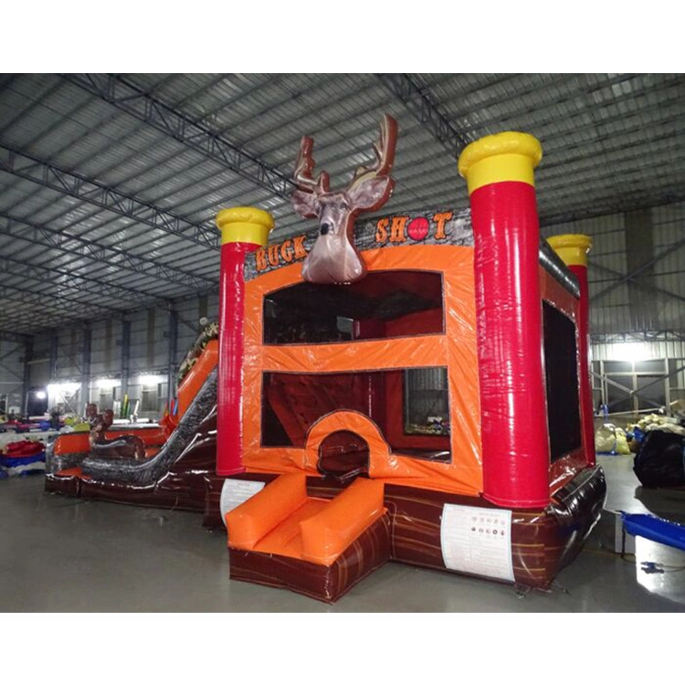 0.6mm PVC Tarpaulin Orange Elk Style Inflatable Bouncer Slide for Sale