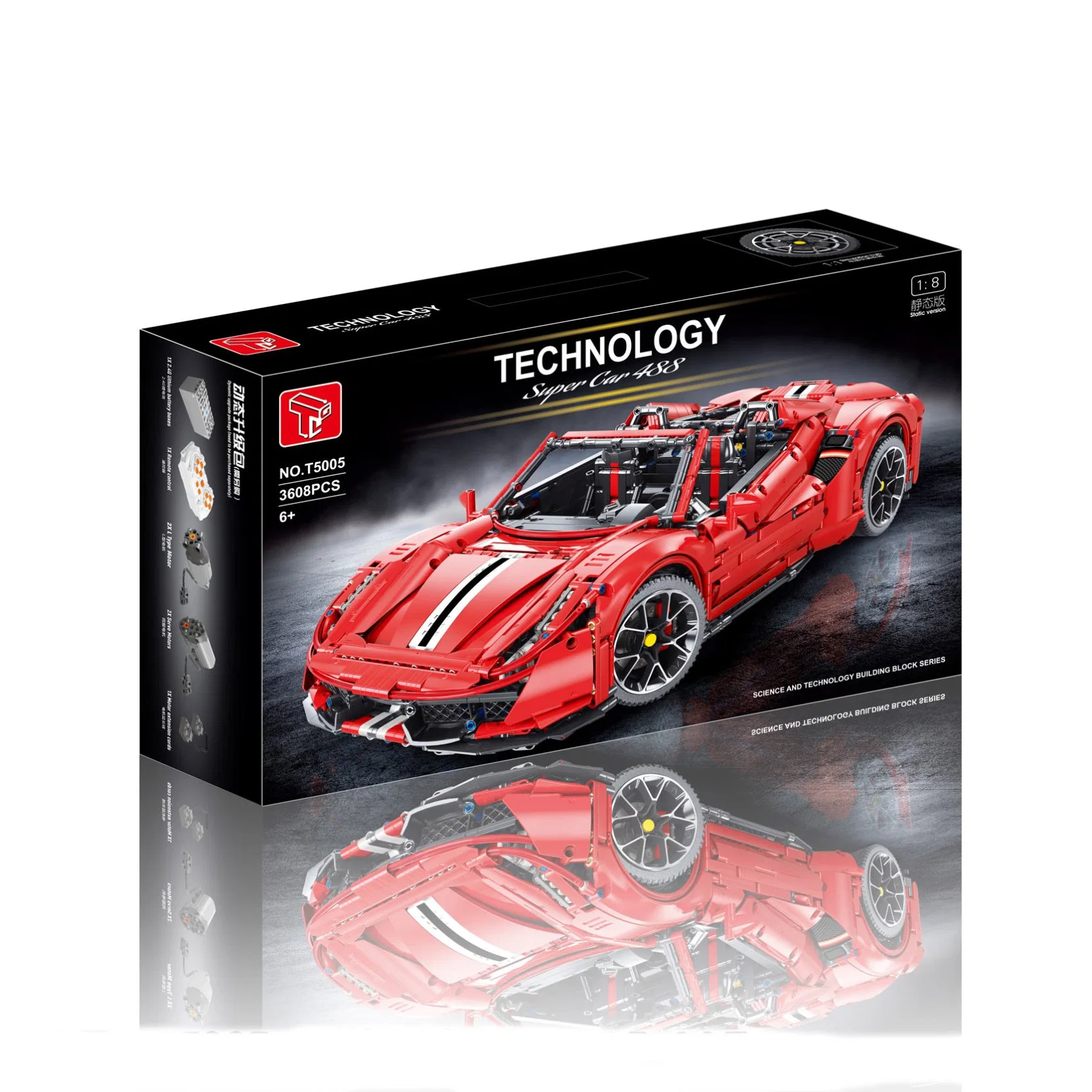 QS Spielzeug Amazon Shopify Hot Puzzle pädagogische Simulation Professionelle Legoing Baustein für Junge Geschenk 1: 8 Ferryari Fahrzeug Modell Sport Auto Kit Spielzeug