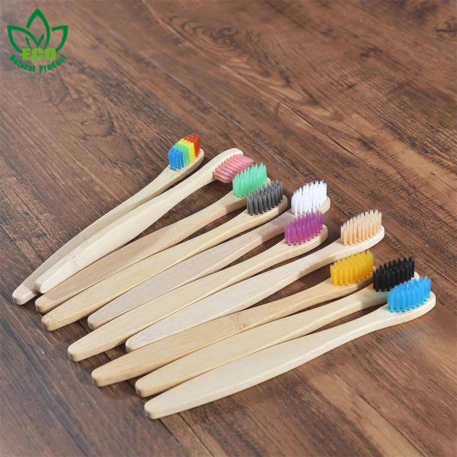 10 Pieces Children Colorful Soft Bristle Bamboo Toothbrush Tooth Dental Oral Care