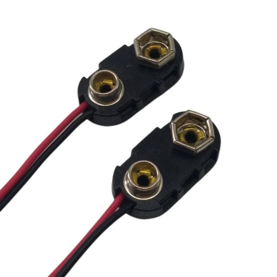 I Type Long Cable Connection Hard Shell 9 V Battery Clip