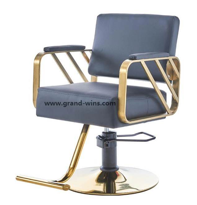 Cadeira de Salão Foshan Factory Gold Frame Leather Salon para cabeleireiro