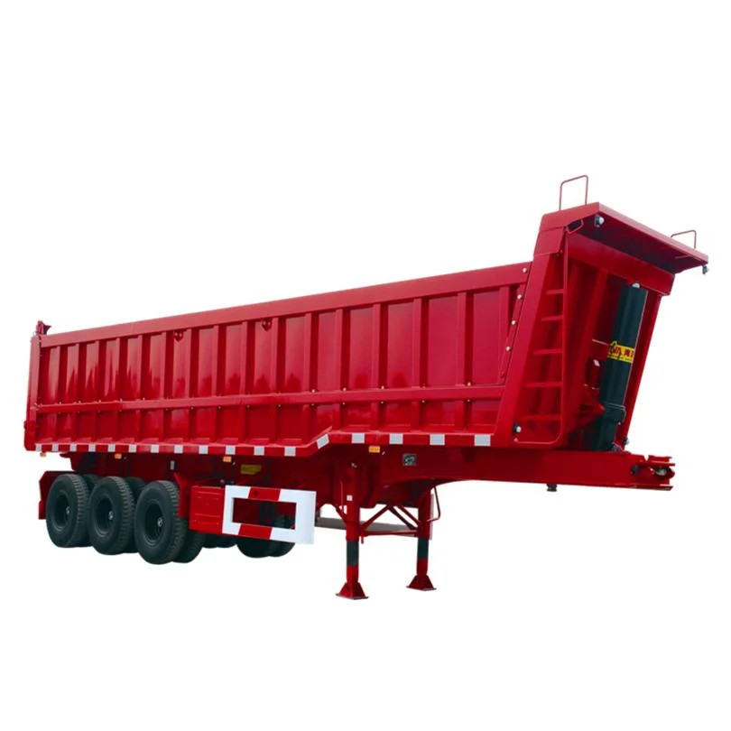 Factory Price 50 Cbm Hydraulic Cylinder 3 4 Axle 60 Ton Tipper Trailer Tandem Dumper Trailer for Sale