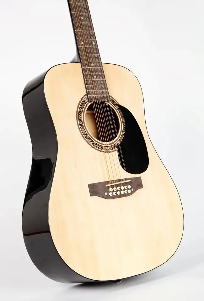 OEM personalizado todo Laminado Basswood 12 String Dreadnought Natural Acoustic Guitarra (LZSAG-150)