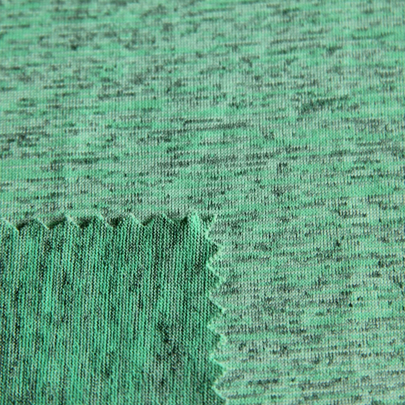 Nt Nylon/Polyester Green Knit Melange Cotton Like Single Jersey Fabric Silk Touch for Top/Underwear/Sportswear