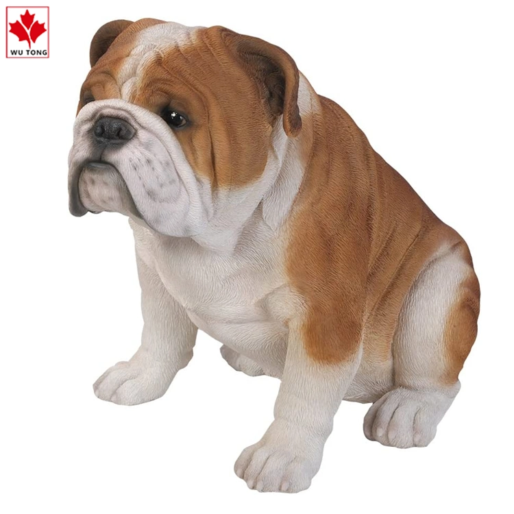 Realistic Bulldog Statue Hand-Painted Resin Figurine Home Decoration