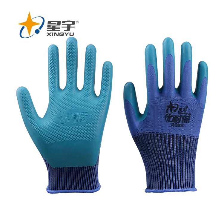 Guante de látex Eco-Natrue baratos Xingyu Guantes recubiertos/guantes de seguridad con gran agarre