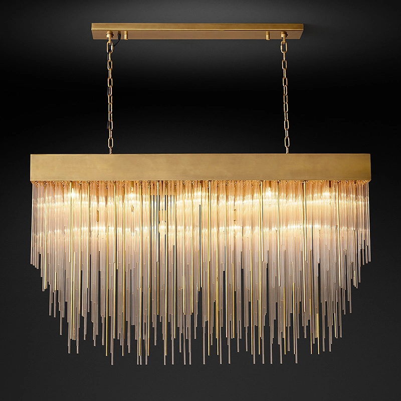 Casa decorativa LED em LED Pendant Luxury da Tassel rectangular Luminária de Design de Quarto personalizada