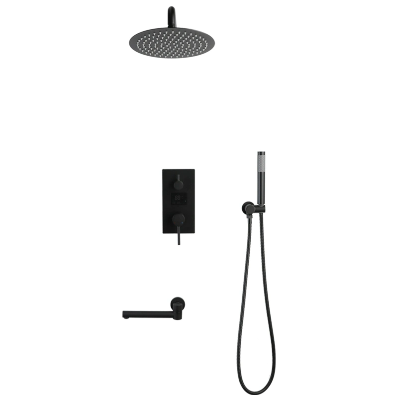 New Design Technology Smart Digital Display Matt Black Functions Shower Set with Handheld Shower