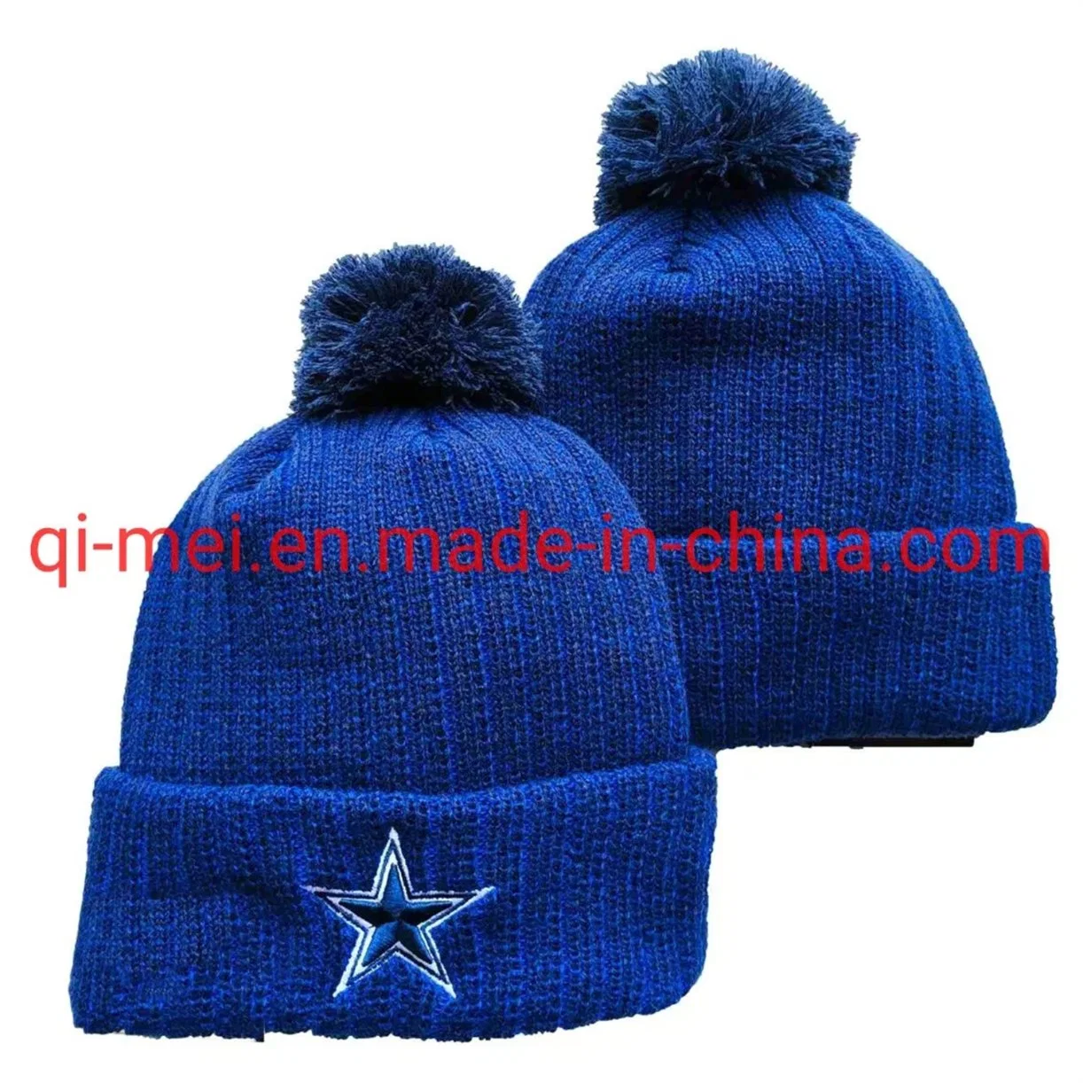 2022 Cowboys 100th Season Dallas Blue Grey POM Sport Knit Hats Beanies