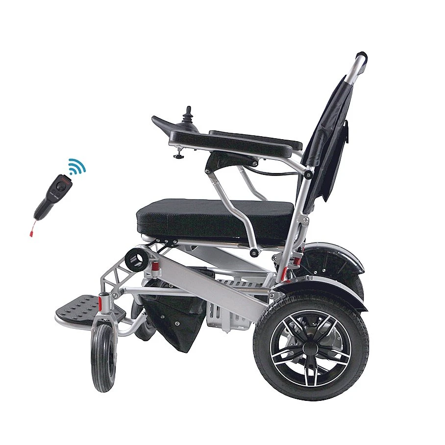 Fauteuil roulant électrique en aluminium rabattable avec télécommande pour personnes âgées Batterie au lithium