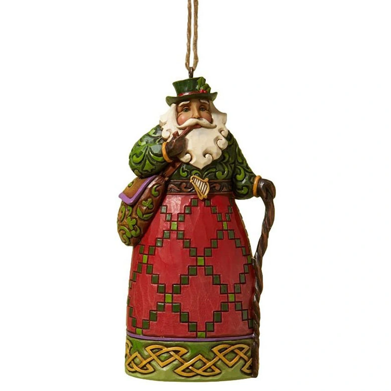 Amazon Hot Sale Creek Polish Santa Claus Figurine Resin Hanging Father Christmas Ornament for Holiday Decoration
