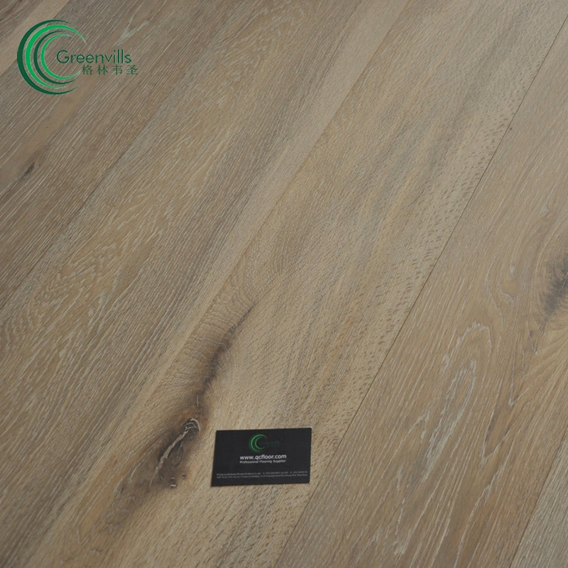 Oak Parquet Wire Brushed Smoked Wood Floor Click Locking Floating Hardwood Floor Solid Board