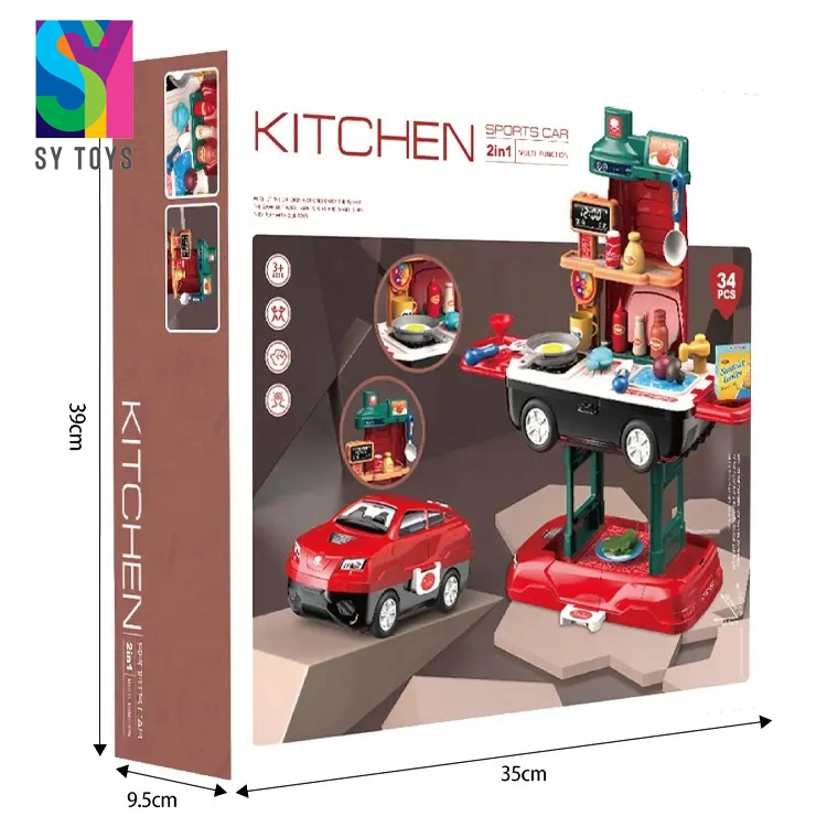 Sy Other Pretend Play Preschool 34PCS Boys Kitchen 2 in 1 Plastic Car Children Kitchen Set Toys