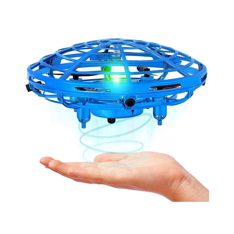 Jouets pour enfants et adultes pour hélicoptères de Drone RC Mini UFO Jouet volant à fonctionnement manuel avec 360 lumières rotatives et LED Commande manuelle