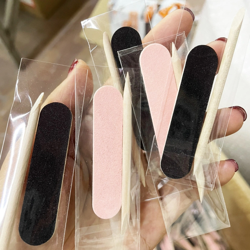 Disposables Nail Files Kit Set Mini Nail Files +Wooden Stick for Salon Hotel Use