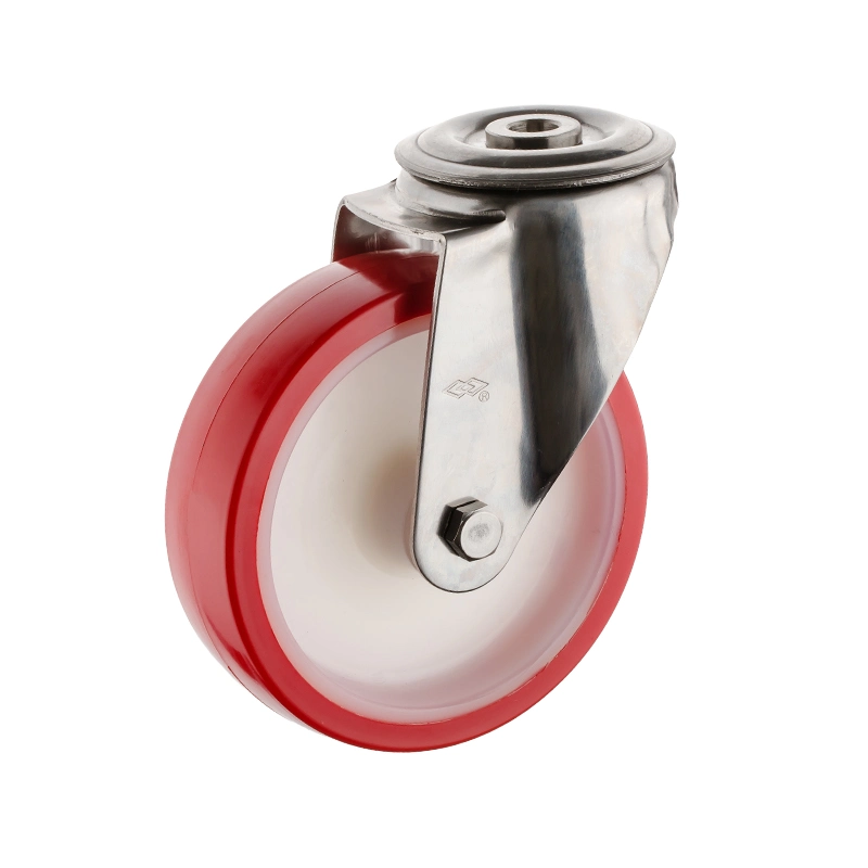 160mm Red PU Heavy Duty Stainless Steel Castor Wheel