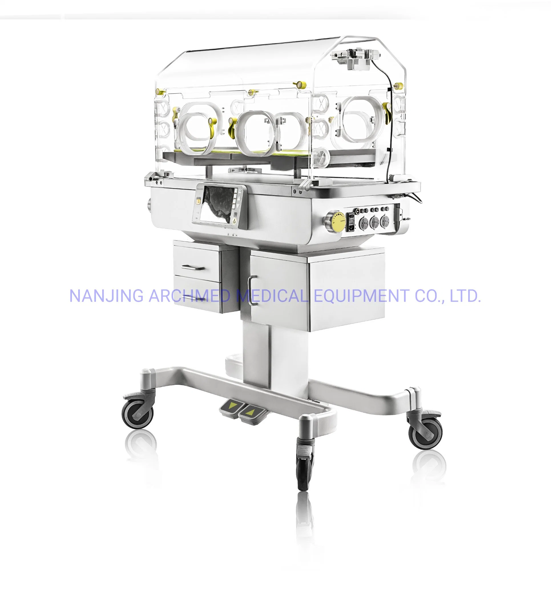 Medical Equipment Neonate Baby Care Moveable Medical Neonatal Incubator with 8-Inch LCD Screen