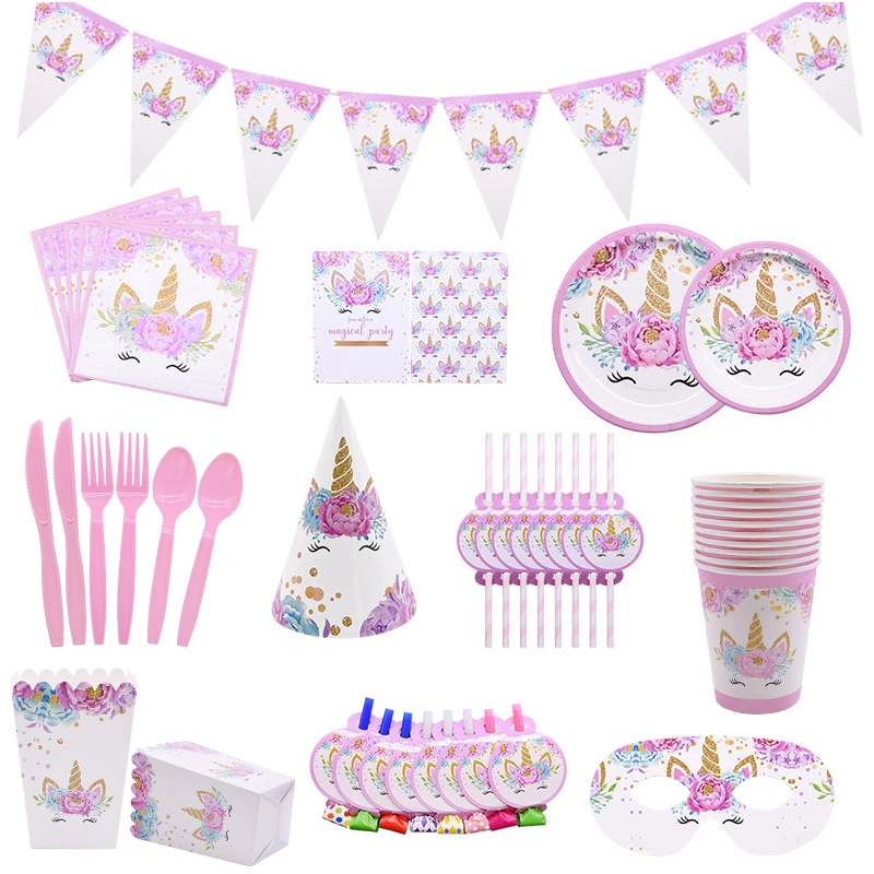 Unicorn Disposable Tableware Unicorn Party Supplies