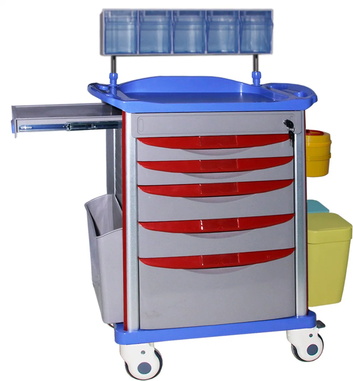 Multifunctional ABS Medical Nurse Anesthesia Trolley Cart with Wheels Hospital Furniture