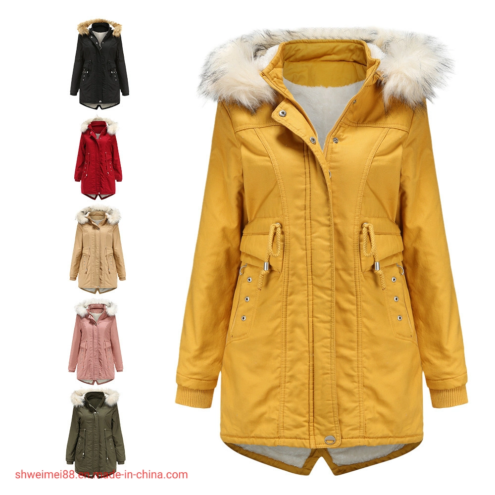 Mujer caliente Puffer chaqueta impermeable largo abrigo exterior de la moda señoras abrigo con capucha Down chaquetas de piel desmontable.