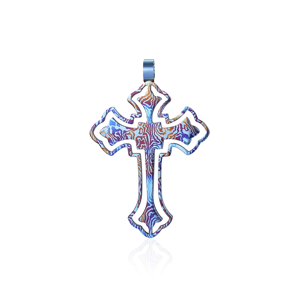 Personnalisé de haute qualité en acier inoxydable Collier pendentif Croix pour les hommes adolescents Bijoux trois couches Jésus Crucifix Croix colliers