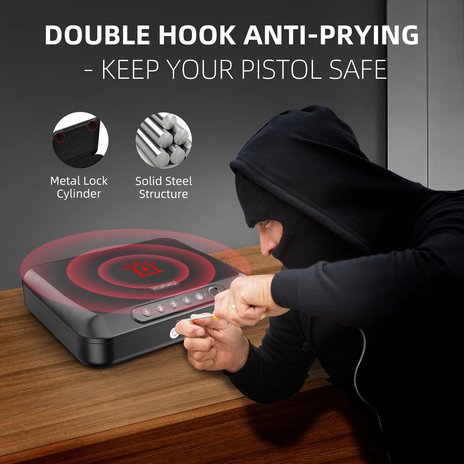 Portable Jewelry Cash Storage Cases Travel Steel Gun Lock Case Hotel Handgun Safe Boxes