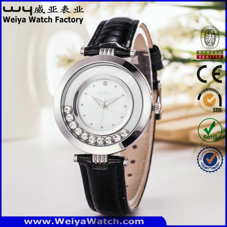 Fashion Leather Strap Casual Quartz Ladies Wrist Watch (Wy-067E)