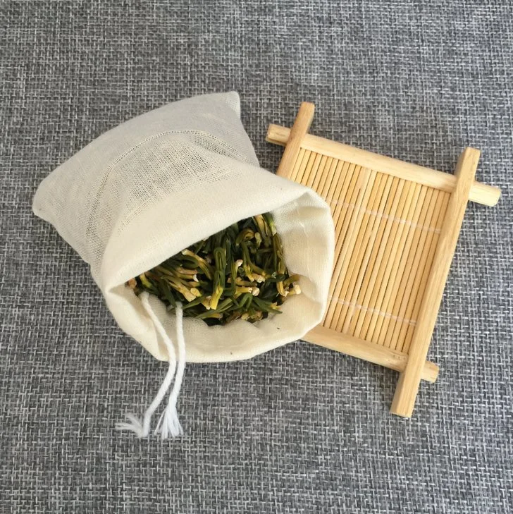 10*15cm Customized Eco-Friendly Cotton Yarn Bag Empty Tea Bags with String