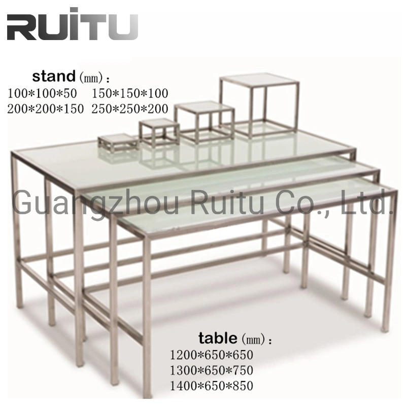 Table Top Catering Equipment Dining Glass Buffet Table Catering Dessert Food Display Stand for Wedding High quality/High cost performance  Luxury Glass Top Catering Buffet Table