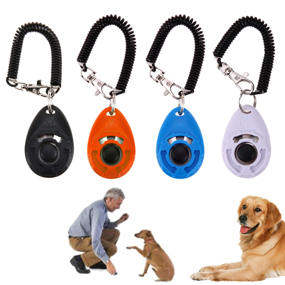 Pet Trainer Pet Dog Training Dog Clicker Adjustable Sound Key Chain and Wrist Strap Doggy Train Click