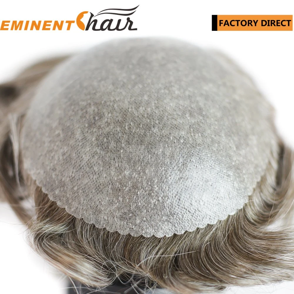 Natürliche Wirkung Scallop Front Human Hair Men's Skin Hair Toupee