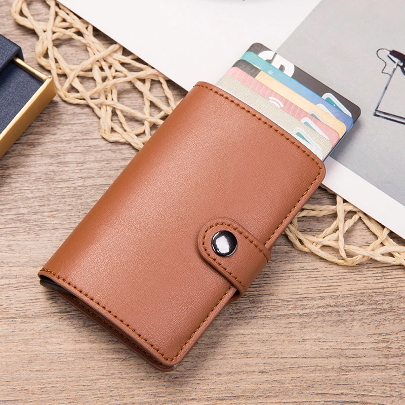 RFID Blocking Pop up Synthetic Soft Leather Business Wallet ID Credit Card Holder