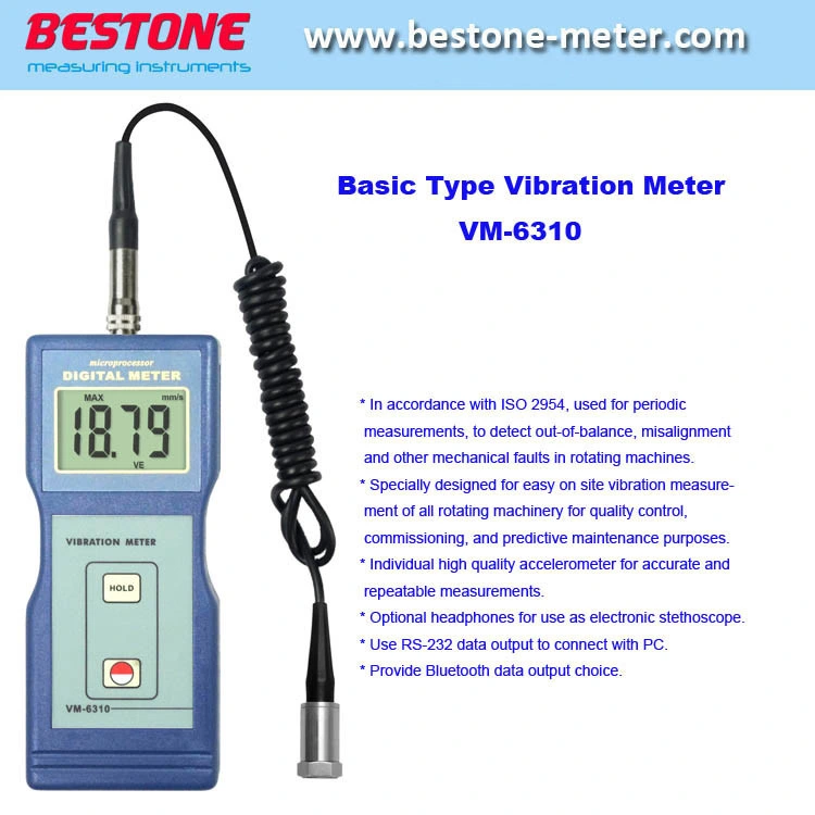 Vm-6320 Medidor de vibraciones Vibrometer digital de datos de medidor Tester medidor con la velocidad de 0,01 a 199.9mm/s (VM-6310)