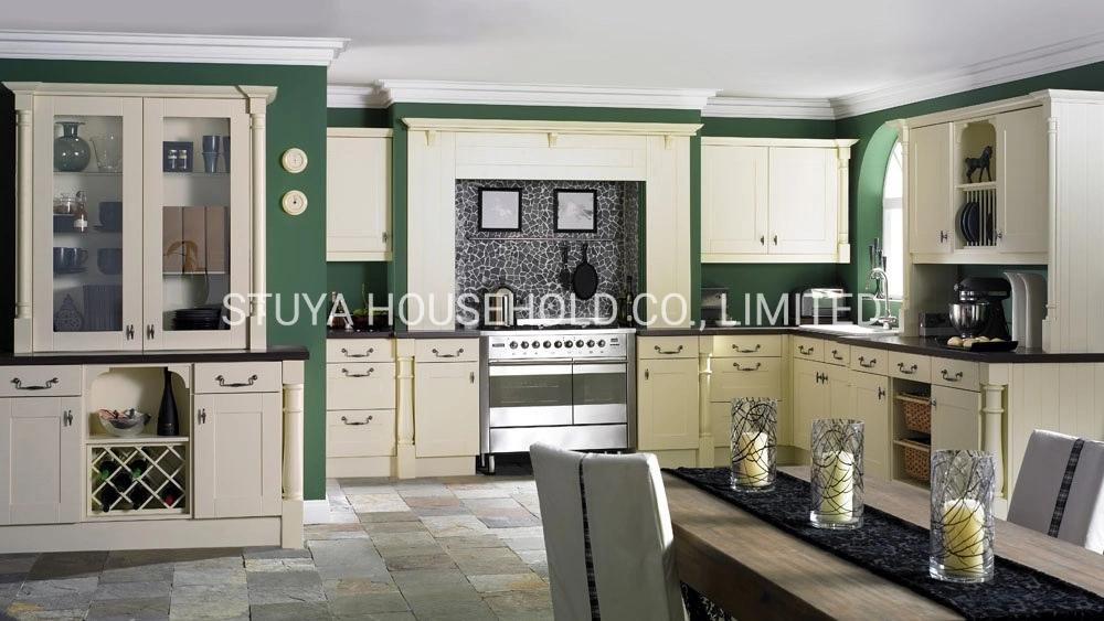 Muebles europeos simples modernos estilo Foshan Pintura laca color blanco Armario de cocina de puerta cuadrada