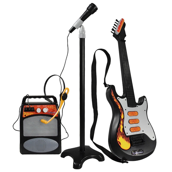 Hot Selling Boys and Girls Electric Guitar Toys Educational Musical Instrument Toy Childen Music Guitar Toy with Microphone Combination Toy Guitar