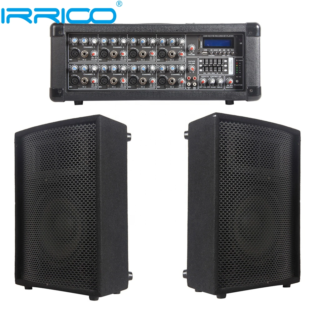 Système de haut-parleurs portables de sonorisation 1 000 W 2X10" Bt TWS Karaoke Sets Sound Box mélangeur 8 canaux Audio professionnel
