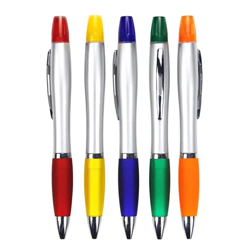 Promotional 2 in 1 Multifunction Plastic Ball Pen with Highlighter