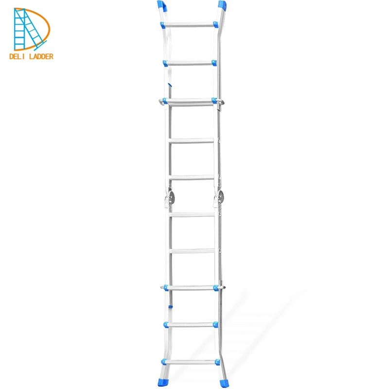 Multiusos Deliladder escaleras telescópicas 4X3/4X4/4X5/4X6 Paso Escalera de aluminio plegable